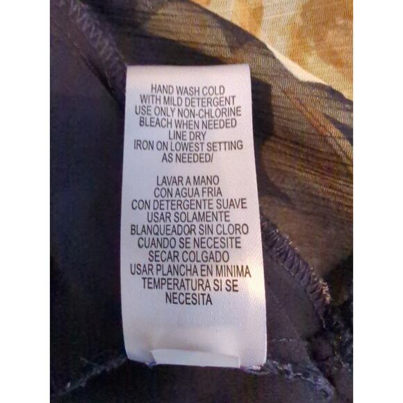 STUDIO I PETITE Two Piece Blouse Skirt Set Yellow Black and Cream Women size 10P - Picture 10 of 11